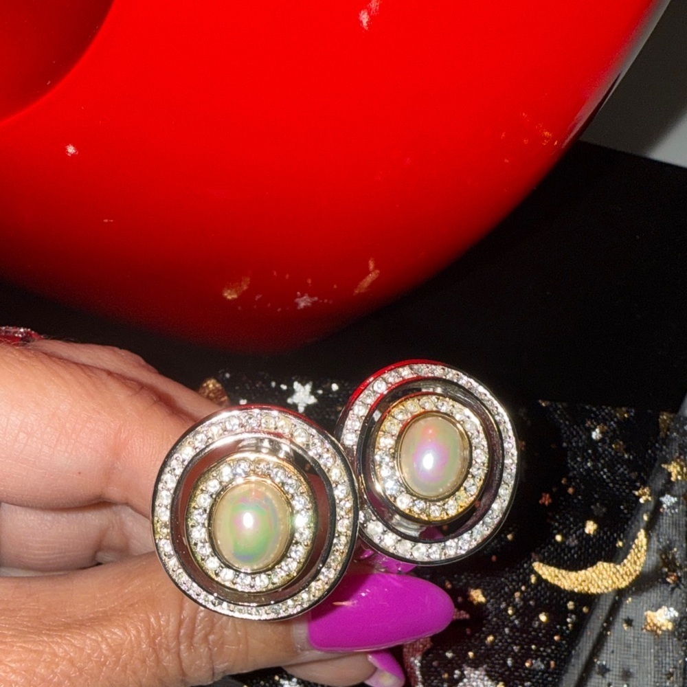 Dior Oval Opalescent and Silver Earrings - Picture 4 of 6